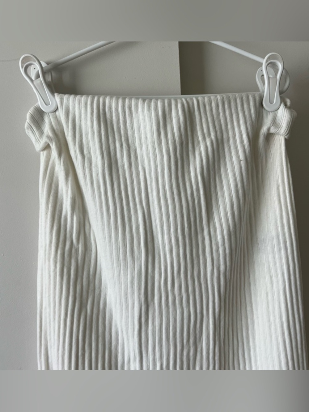 NWT Zara Ivory White Ribbed Knit Midi Maxi Skirt Roll Hem Bodycon Stretchy Small - Picture 5 of 7